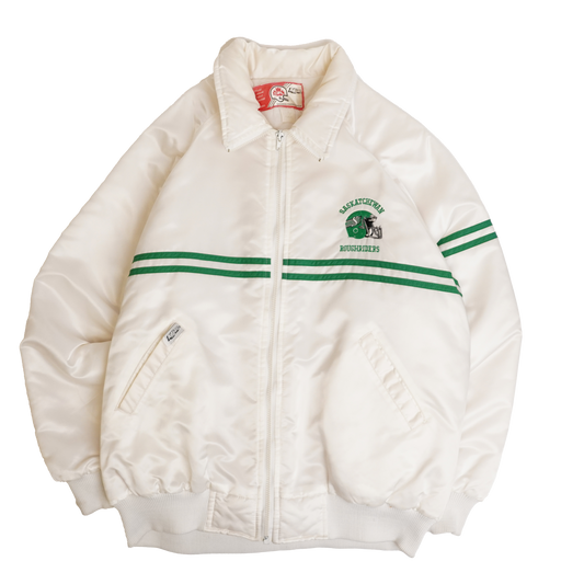 Saskatchewan Roughriders Vintage White Puffer Jacket Canadian Football CFL - Extra Large