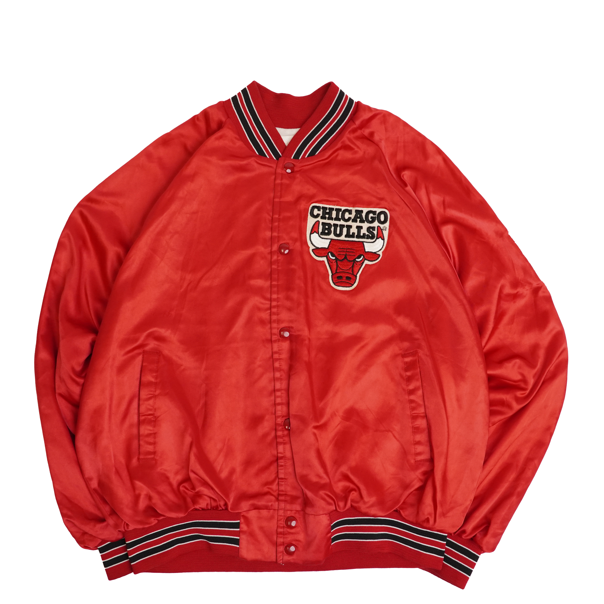 Vintage Mitchell & Ness Chicago Bulls 80s Chalk Line Satin Bomber Jacket - Large - WearGodspeed