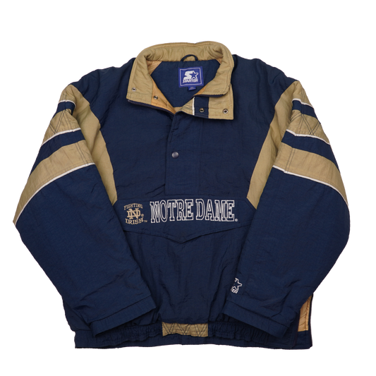 Vintage 90s Notre Dame Starter Pullover Jacket - Extra Large