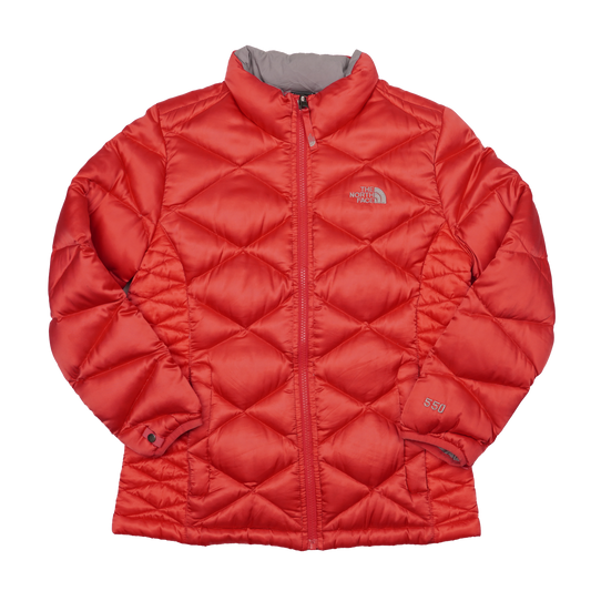 The North Face 550 Down Women's Puffer Jacket Size Large Orange-Pink Insulated - Small